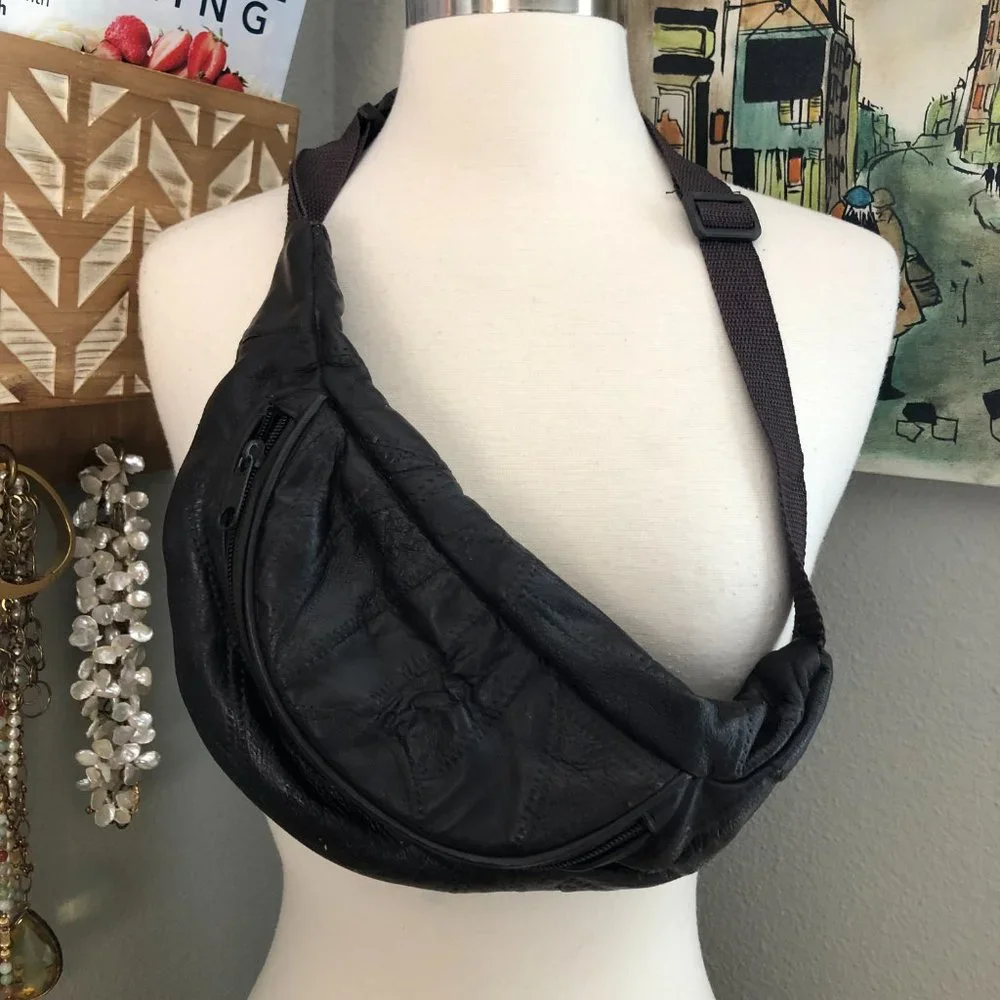 Vintage Y2K AMERICAN TOURISTER Patchwork Leather Fanny Pack